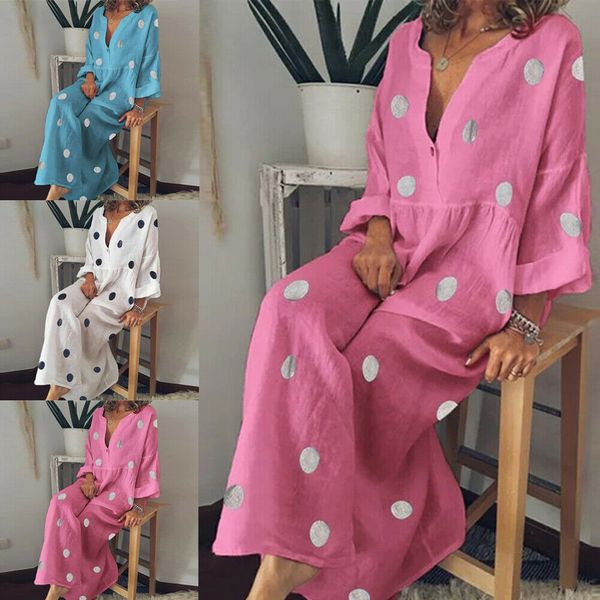 new style women's dresses deep v-neck long sleeve polka dot plus size kaftan holiday party loose dot dress fashion 2019, Black;gray
new style women's dresses deep v-neck long sleeve polka dot plus size kaftan holiday party loose dot dress fashion 2019, Black;gray