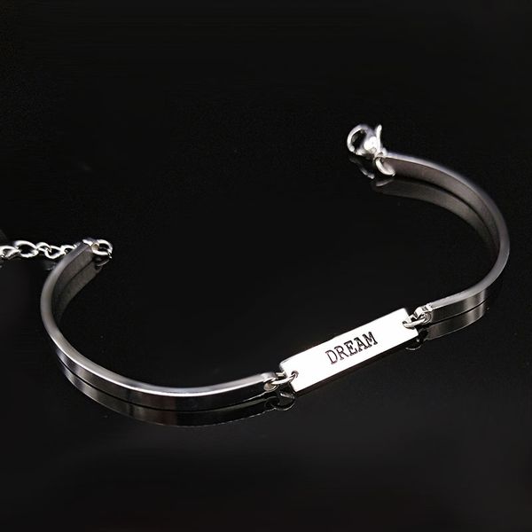 2019 fasshion letter dream stainless steel bangle for women silver color statement bracelet jewellery pulsera vikinga b18418, Black
2019 fasshion letter dream stainless steel bangle for women silver color statement bracelet jewellery pulsera vikinga b18418, Black