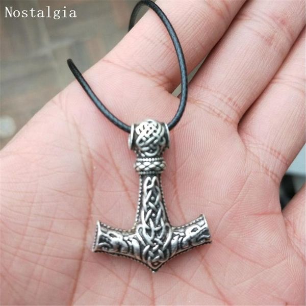 nostalgia thor hammer nodic vikings mjolnir wolf pattern amulet men jewelry viking necklace, Silver