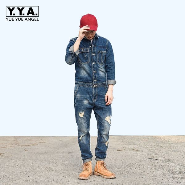 autumn retro one piece classic denim jumpsuit long sleeve cargo overalls single breasted hole ripped jeans trousers pockets pant, Blue
autumn retro one piece classic denim jumpsuit long sleeve cargo overalls single breasted hole ripped jeans trousers pockets pant, Blue