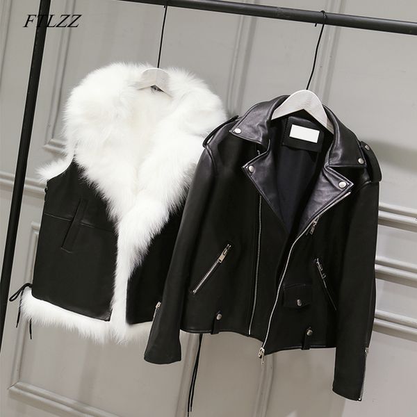 ftlzz new pu leather jackets women white faux fur vest+ black faux leather streetwear short coat winter female snow outerwear
ftlzz new pu leather jackets women white faux fur vest+ black faux leather streetwear short coat winter female snow outerwear