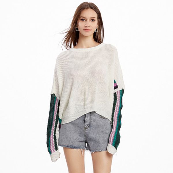 2019 new autumn knitted sweater women loose large size pullover ladies cute casual sweaters thin stripe jumpers, White;black
2019 new autumn knitted sweater women loose large size pullover ladies cute casual sweaters thin stripe jumpers, White;black