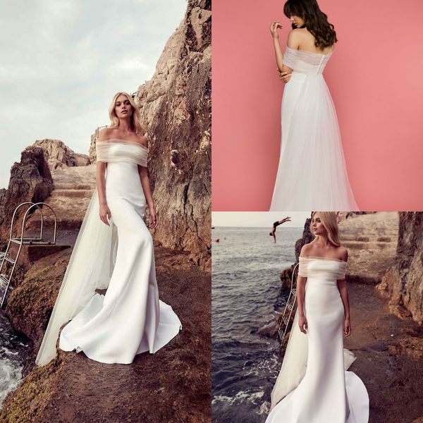 2020 mermaid wedding dresses off shoulder sweep train vestido de noiva plus size beach boho wedding dress satin bridal gowns, White
2020 mermaid wedding dresses off shoulder sweep train vestido de noiva plus size beach boho wedding dress satin bridal gowns, White