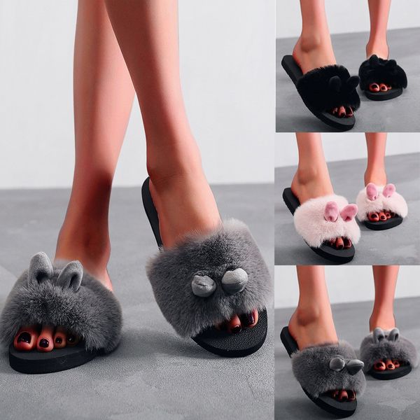 fashion ladies slippers indoor ears women's slip-on open-toe flat-bottom warm winter slippers shoes fur slides schuhe#jy, Black
fashion ladies slippers indoor ears women's slip-on open-toe flat-bottom warm winter slippers shoes fur slides schuhe#jy, Black