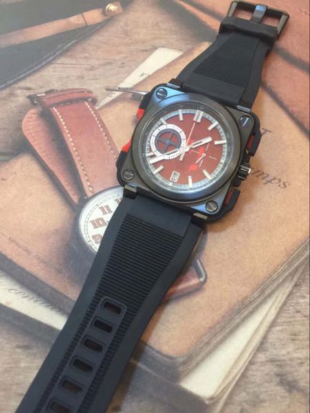 46mm outdoor bellross aviation skeleton red dial mens watches square black steel case quartz satch man watch with black rubber strap, Slivery;brown
46mm outdoor bellross aviation skeleton red dial mens watches square black steel case quartz satch man watch with black rubber strap, Slivery;brown