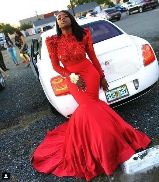 2019 red mermaid prom dresses plus size african long sleeve 3d floral appliques evening gowns luxury sweep train cocktail party dresses, Black
2019 red mermaid prom dresses plus size african long sleeve 3d floral appliques evening gowns luxury sweep train cocktail party dresses, Black