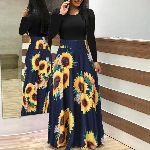women maxi dress o neck long sleeve sunflower print casual party long dress elegant vestidos de festa women dresses vestidos new, Black;gray
women maxi dress o neck long sleeve sunflower print casual party long dress elegant vestidos de festa women dresses vestidos new, Black;gray