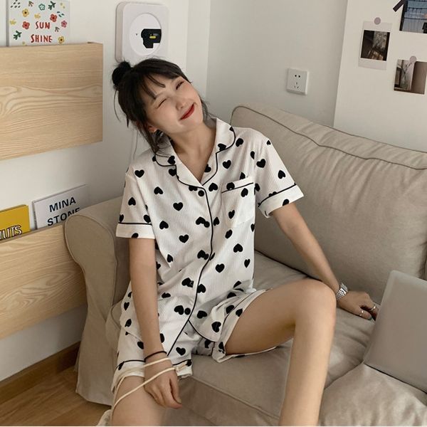 casual home clothes pajamas suit can be worn outside 2020 women's short sleeve pajamas home clothes two-piece fashion, Blue;red
casual home clothes pajamas suit can be worn outside 2020 women's short sleeve pajamas home clothes two-piece fashion, Blue;red