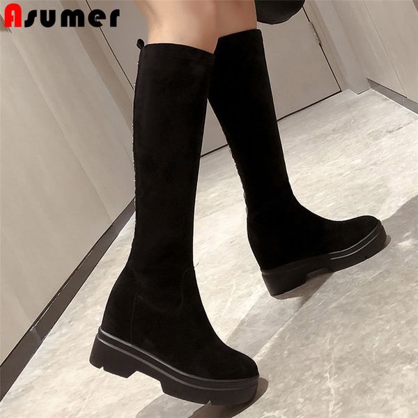 asumer fashion autumn winter knee boots round toe slip on suede leather boots platform high heels shoes women 2020, Black
asumer fashion autumn winter knee boots round toe slip on suede leather boots platform high heels shoes women 2020, Black