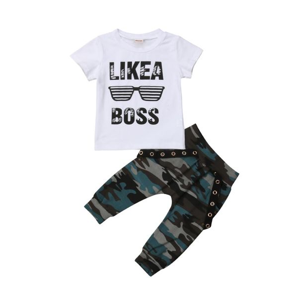 2pcs causal baby boy clothes short sleeve cotton boss t-shirt camoflage pants outfits summer clothes children clothing set, White
2pcs causal baby boy clothes short sleeve cotton boss t-shirt camoflage pants outfits summer clothes children clothing set, White