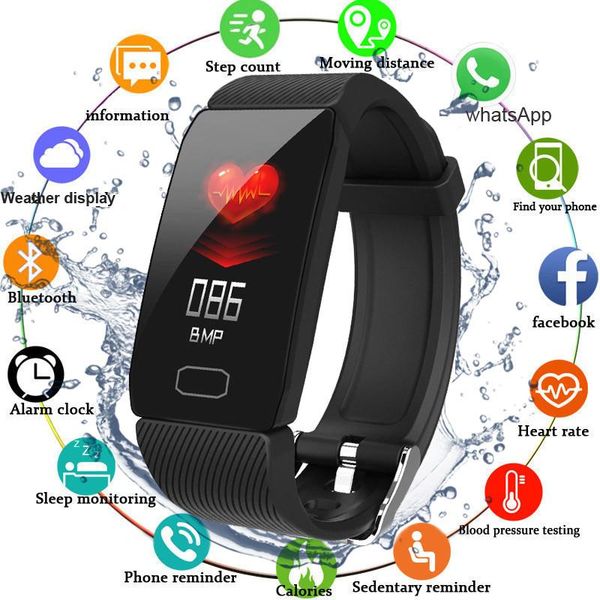 Q1 Smart Bracelet Fitness Tracker Heart Rate Blood Pressure Sleep Monitoring IP67 Waterproof Wristband Pedometer for Android IOS