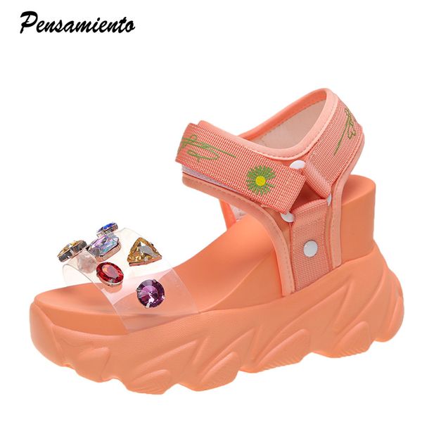 10cm high heels women sneakers sandals fashion tansparent rhinestones thick sole summer chunky choes casual vulcanized shoes, Black
10cm high heels women sneakers sandals fashion tansparent rhinestones thick sole summer chunky choes casual vulcanized shoes, Black