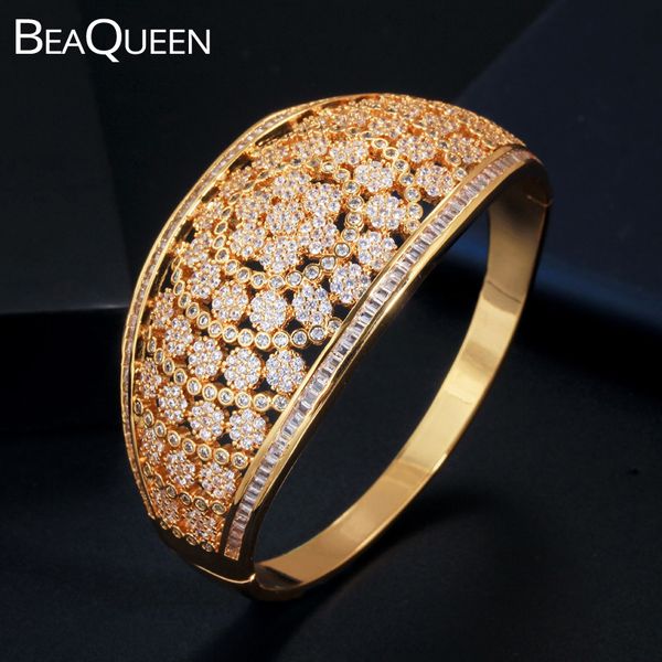 beaqueen wide big luxury statement bangle for women wedding full cubic zircon flower hollow bracelets gold color jewelry b176, Black
beaqueen wide big luxury statement bangle for women wedding full cubic zircon flower hollow bracelets gold color jewelry b176, Black