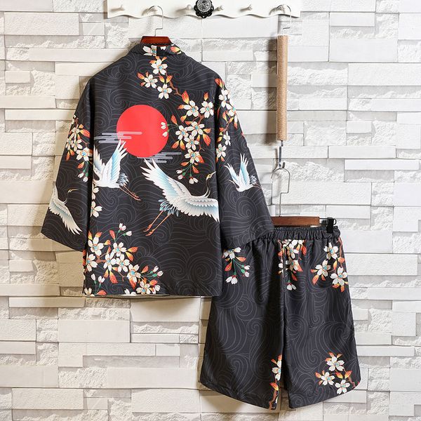 men's tracksuits summer beachwear suits two pieces sets cardigan & knee length pants short sleeves robe shirt harajuku kimono suit male, Gray
men's tracksuits summer beachwear suits two pieces sets cardigan & knee length pants short sleeves robe shirt harajuku kimono suit male, Gray