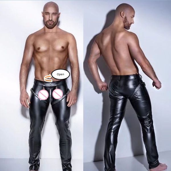 men skinny faux pu leather pants shiny black trousers nightclub stage performance singers dancer open front leather pants
men skinny faux pu leather pants shiny black trousers nightclub stage performance singers dancer open front leather pants
