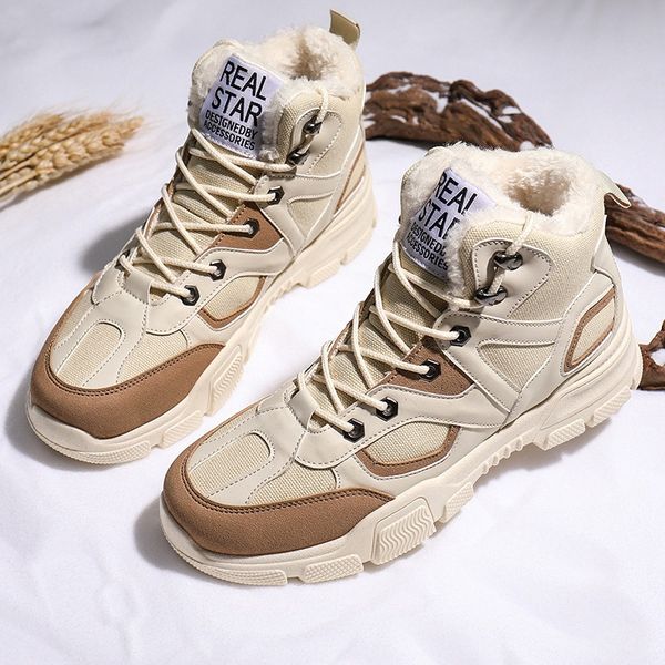 fashion winter men's boots sneakers warm short plush work boots lace up men's desert outdoor shoes high casual shoes, Black
fashion winter men's boots sneakers warm short plush work boots lace up men's desert outdoor shoes high casual shoes, Black