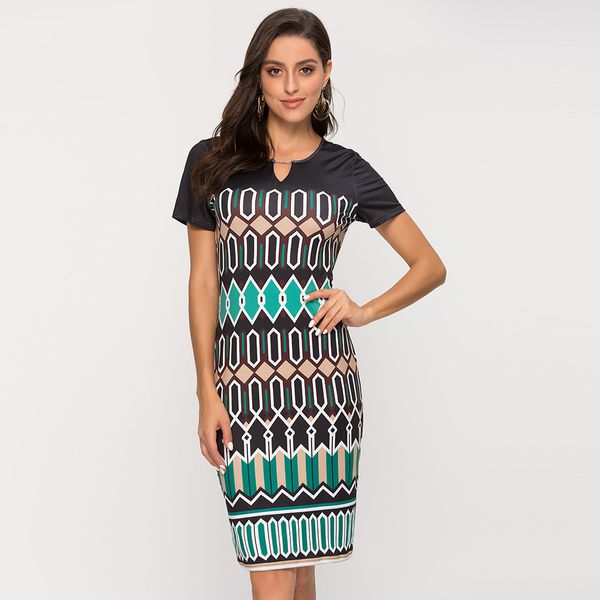 green v-neck geometric printing short-sleeved women's stretch hip-covered one-step dress, Black;gray
green v-neck geometric printing short-sleeved women's stretch hip-covered one-step dress, Black;gray
