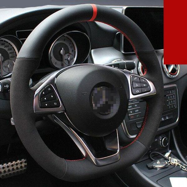 custom made anti slip for benz cla220 diy hand sewing steering wheel cover black leather red thread
custom made anti slip for benz cla220 diy hand sewing steering wheel cover black leather red thread
