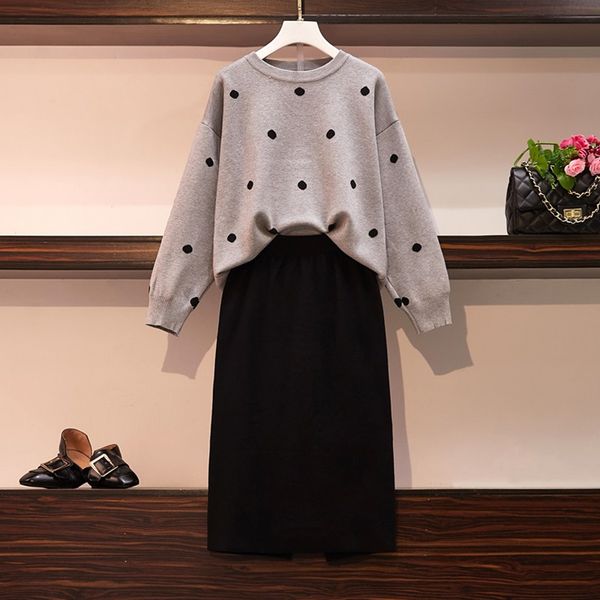 women warm knitted suit two piece o neck dot sweater and midi slim skirt casual autumn winter matching set plus size tracksuit, White
women warm knitted suit two piece o neck dot sweater and midi slim skirt casual autumn winter matching set plus size tracksuit, White