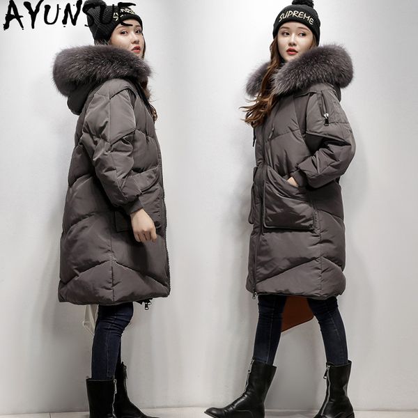 ayunsue 2019 winter down jacket woman hooded long duck down coat korean raccoon fur collar jackets for women parkas kj2813, Black
ayunsue 2019 winter down jacket woman hooded long duck down coat korean raccoon fur collar jackets for women parkas kj2813, Black