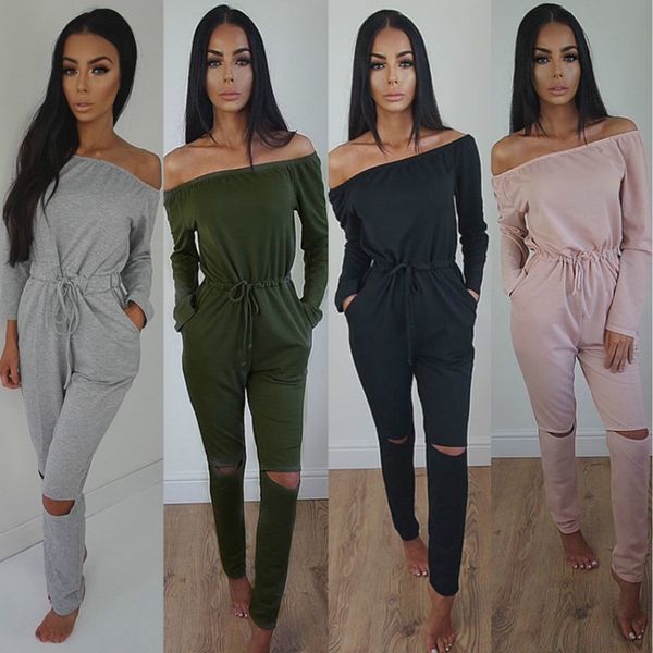 women's 2019 summer explosions fashion casual one-necked strapless long-sleeved solid color jumpsuit, Black;white
women's 2019 summer explosions fashion casual one-necked strapless long-sleeved solid color jumpsuit, Black;white
