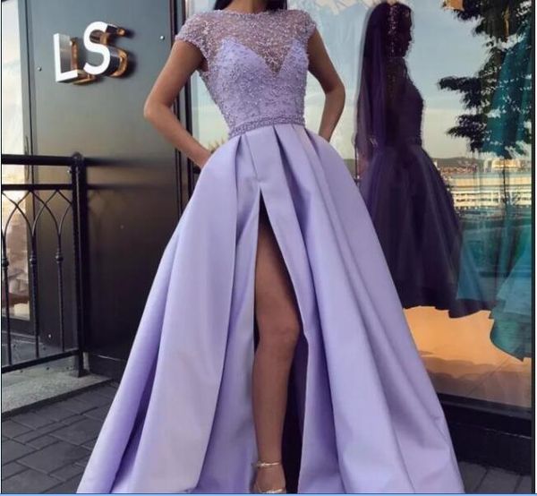 major beading prom dresses lavender cap sleeves jewel beads side split evening dress satin open back a line party homecoming dress, Red
major beading prom dresses lavender cap sleeves jewel beads side split evening dress satin open back a line party homecoming dress, Red
