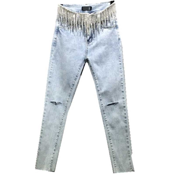 women's jeans fashion heavy work diamond tassel chain women 2021 hole high waist skinny pencil, Blue
women's jeans fashion heavy work diamond tassel chain women 2021 hole high waist skinny pencil, Blue