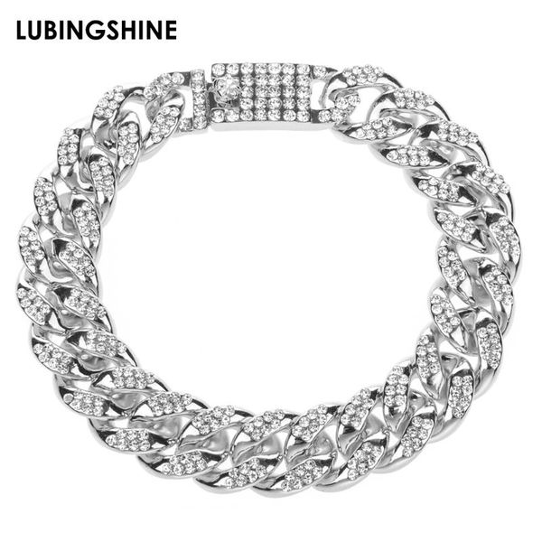 hip hop men's bracelet miami cuban link gold silver color iced out paved rhinestones bracelets male wristband jewelry, Golden;silver
hip hop men's bracelet miami cuban link gold silver color iced out paved rhinestones bracelets male wristband jewelry, Golden;silver