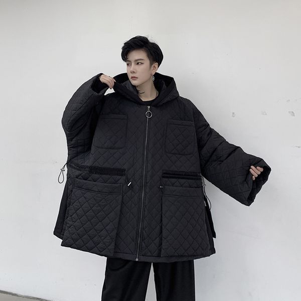 2019winter dark men and women models code personality multi-pocket drawstring design loose bat sleeve hooded cotton coat, Black
2019winter dark men and women models code personality multi-pocket drawstring design loose bat sleeve hooded cotton coat, Black