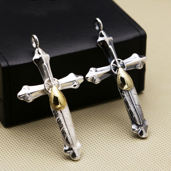 925 sterling silver street culture feather couple men women necklace pendant fashion jewelry