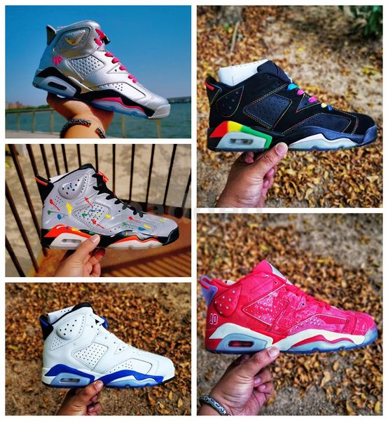 2019 new 6 vi men basketball shoes 6s 3m tie dye black rainbow valentines day sport blue mens trainers women designer sport sneakers, White;red
2019 new 6 vi men basketball shoes 6s 3m tie dye black rainbow valentines day sport blue mens trainers women designer sport sneakers, White;red