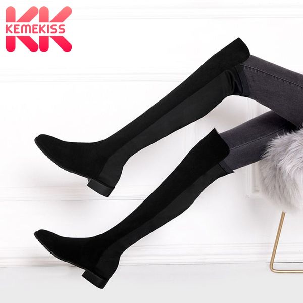 kemekiss women stretch boots fashion over knee high boots solid color thick heel slip on flat women shoes size 31-43, Black
kemekiss women stretch boots fashion over knee high boots solid color thick heel slip on flat women shoes size 31-43, Black