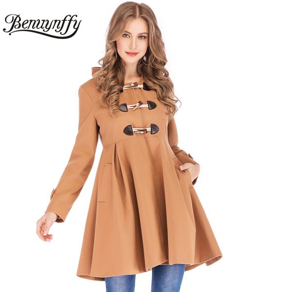 benuynffy women's vintage high waist a-line swing woolen coat autumn winter women casual hooded long sleeve horn button coats, Black
benuynffy women's vintage high waist a-line swing woolen coat autumn winter women casual hooded long sleeve horn button coats, Black