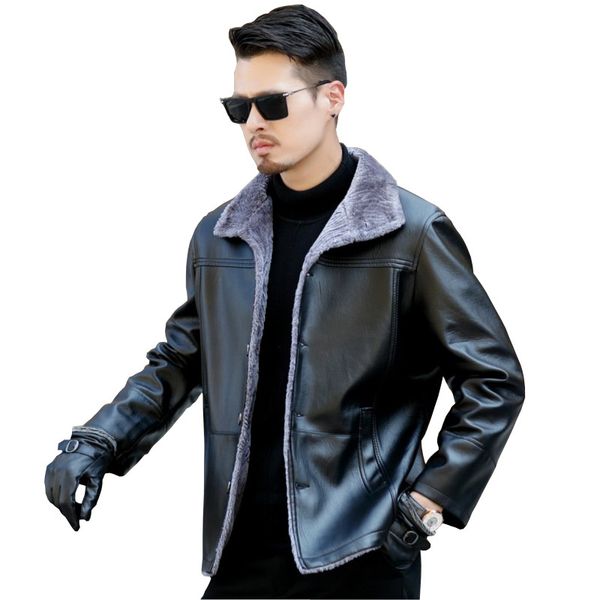winter leather jacket men thickening warm windbreak outwear lamb fur collar mens leather jackets and coats, Black
winter leather jacket men thickening warm windbreak outwear lamb fur collar mens leather jackets and coats, Black