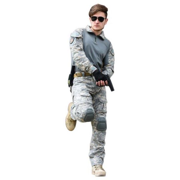 outdoor sport tactical frog suits camouflage set army combat men's uniform hunting clothes jacket+pants knee elbow pads, Gray
outdoor sport tactical frog suits camouflage set army combat men's uniform hunting clothes jacket+pants knee elbow pads, Gray