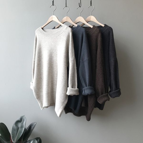 2019 women sweater and pullovers o-neck oversized boyfriend style knitted women sweater pullovers femme tricot pull femme, White;black
2019 women sweater and pullovers o-neck oversized boyfriend style knitted women sweater pullovers femme tricot pull femme, White;black