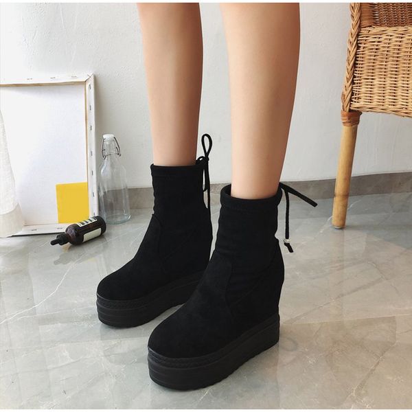 new women warm boots woman slip on stretch boots ladies casual height increasing women's comfort suede female shoes 2019, Black
new women warm boots woman slip on stretch boots ladies casual height increasing women's comfort suede female shoes 2019, Black