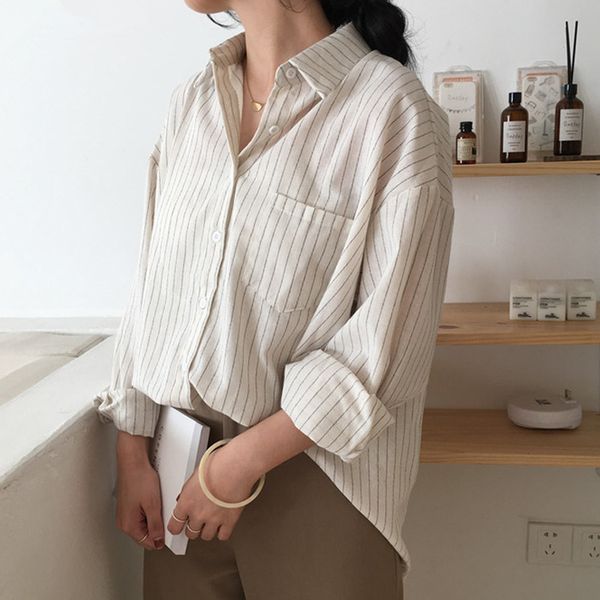 2020 casual striped shirts women single-breasted one pocket female blouses loose shirts femme blusas mujer de moda, White
2020 casual striped shirts women single-breasted one pocket female blouses loose shirts femme blusas mujer de moda, White