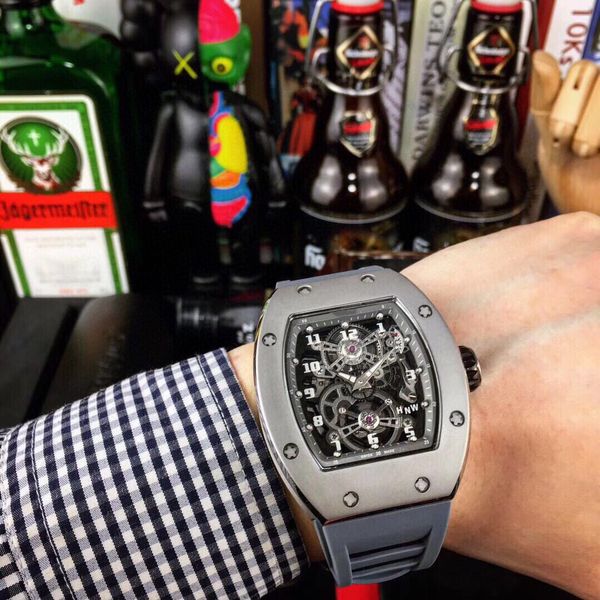 super watches 80 rm17-01 montre de luxe wine barrel case with tourbillon device hollowed design watch face mechanical watches, Slivery;brown
super watches 80 rm17-01 montre de luxe wine barrel case with tourbillon device hollowed design watch face mechanical watches, Slivery;brown