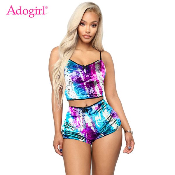 adogirl tie dye print velvet tracksuit women casual summer two piece set camisole crop shorts fitness suit outfits, White
adogirl tie dye print velvet tracksuit women casual summer two piece set camisole crop shorts fitness suit outfits, White