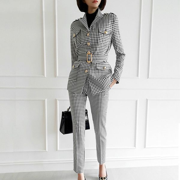 new 2019 business women and pant office lady suits 2 piece suit set long-sleeved bodycon plaid blazer, White;black
new 2019 business women and pant office lady suits 2 piece suit set long-sleeved bodycon plaid blazer, White;black