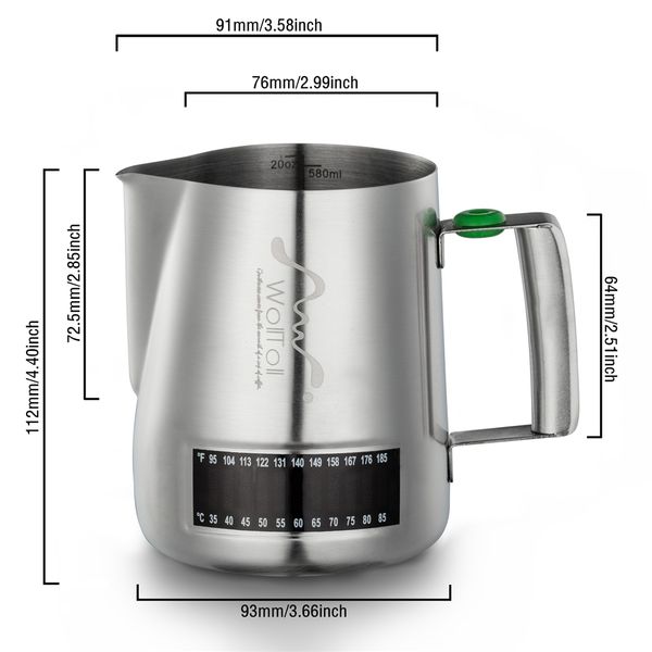 milk frothing pitcher, stainless steel creamer frothing pitcher with integrated thermometer 20 oz (600 ml), brushed finish milk jugs
milk frothing pitcher, stainless steel creamer frothing pitcher with integrated thermometer 20 oz (600 ml), brushed finish milk jugs