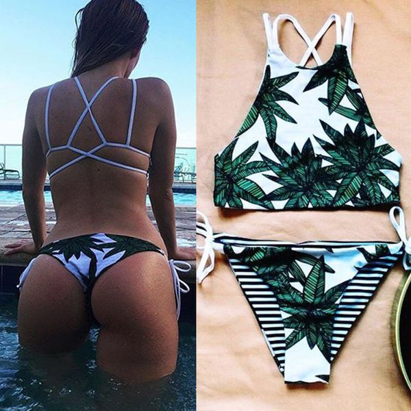 women bikini set push-up padded bandage swimsuit triangle swimwear bathing suit leaf print backless beachwear biquini
women bikini set push-up padded bandage swimsuit triangle swimwear bathing suit leaf print backless beachwear biquini