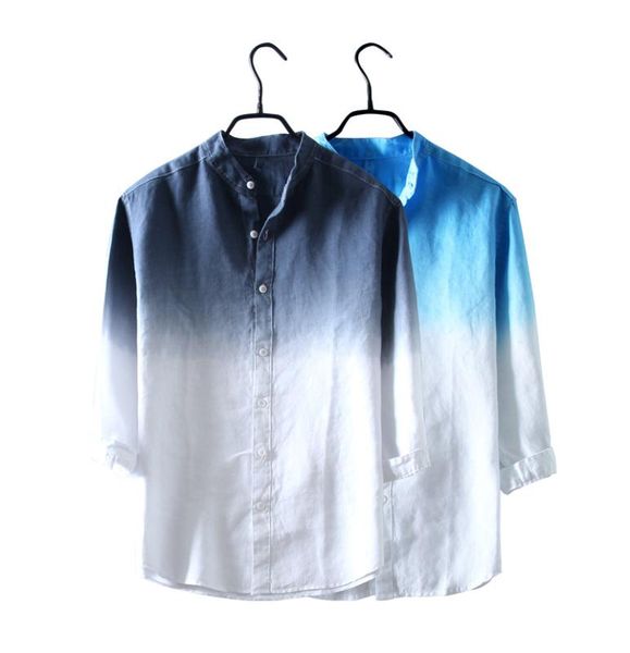2019 fresh gradient personality seven points sleeves linen shirt men's casual stand collar youth thin section cotton shirt, White;black
2019 fresh gradient personality seven points sleeves linen shirt men's casual stand collar youth thin section cotton shirt, White;black