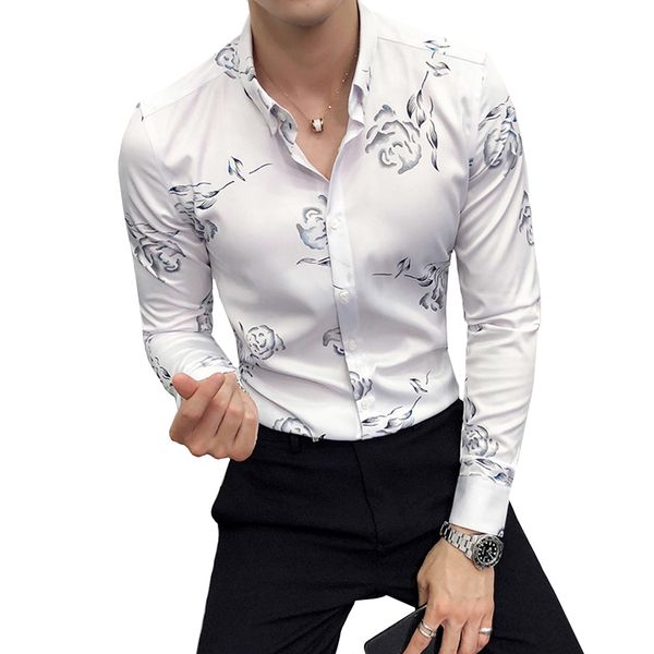 rose print tuxedo shirt korean spring autumn long sleeve mens dress shirts black white slim fit turn down collar business blouse, White;black
rose print tuxedo shirt korean spring autumn long sleeve mens dress shirts black white slim fit turn down collar business blouse, White;black