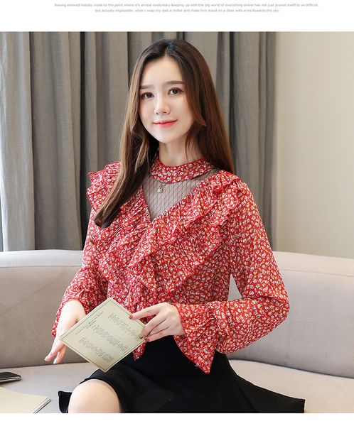 dingaozlz 2019 new korean elegant printed chiffon blouse casual clothing women ruffles chiffon shirt, White
dingaozlz 2019 new korean elegant printed chiffon blouse casual clothing women ruffles chiffon shirt, White