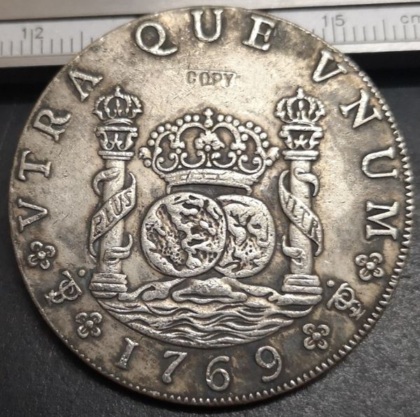 1769 (jr) bolivia 8 reales - carlos iii spain arms pillars copy coin other home decor
1769 (jr) bolivia 8 reales - carlos iii spain arms pillars copy coin other home decor