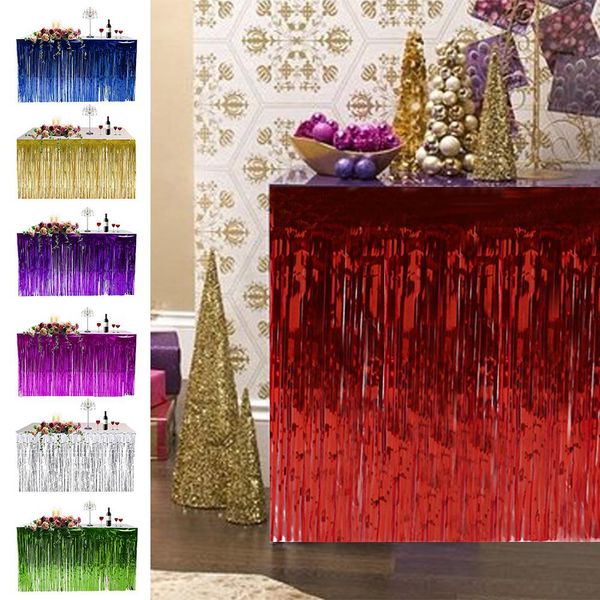 hawaiian metallic foil fringe shiny tassel table skirt thickened table curtain for wedding birthday party decoration dropshiping
hawaiian metallic foil fringe shiny tassel table skirt thickened table curtain for wedding birthday party decoration dropshiping