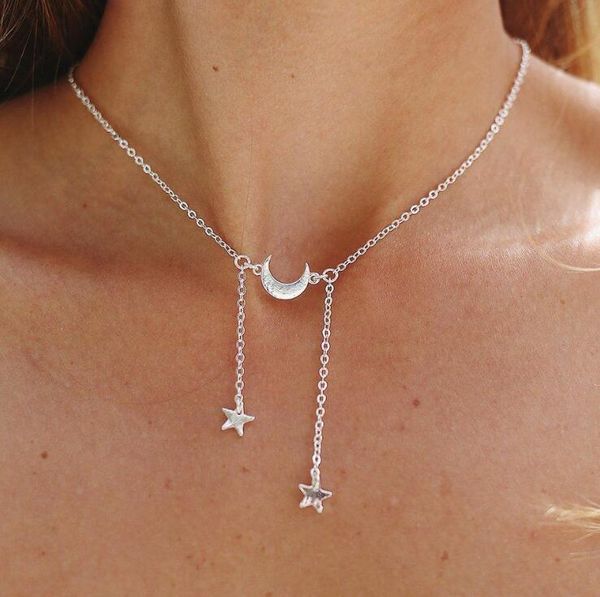 2019 selling fashionable popular european and american pentagram moon element pendant women's simplicity necklace gift party n5122, Silver
2019 selling fashionable popular european and american pentagram moon element pendant women's simplicity necklace gift party n5122, Silver