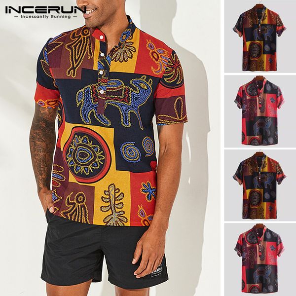 incerun 2019 ethnic style print cotton men shirt loose short sleeve stand collar retro breathable men hawaiian shirts s-5xl, White;black
incerun 2019 ethnic style print cotton men shirt loose short sleeve stand collar retro breathable men hawaiian shirts s-5xl, White;black